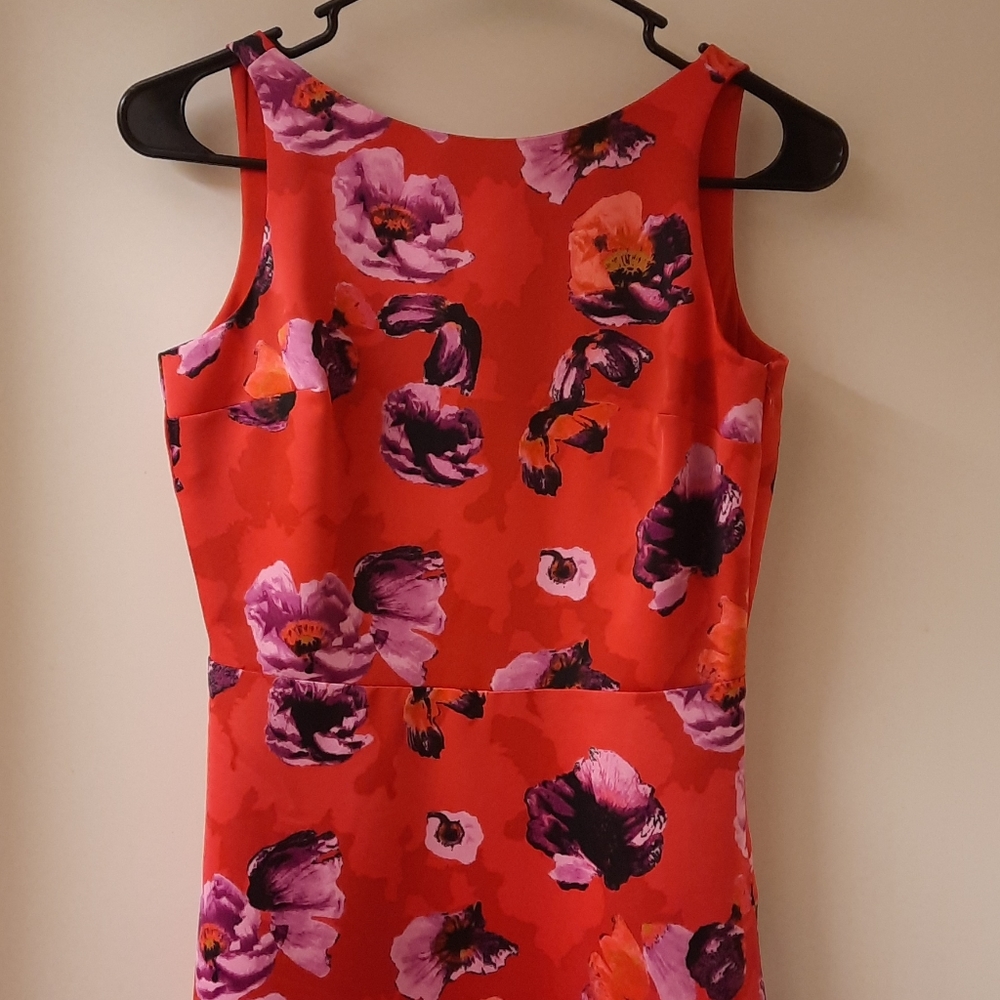 NWT, Banana Republic Petite Red Poppy Floral Dress - Picture 7 of 13